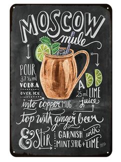 Moscow Mule Cocktail Rezept Deko-Wandschild für Café, Bar, Restaurant