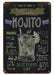 Mojito Cocktail Rezept Deko-Wandschild für Café, Bar, Restaurant