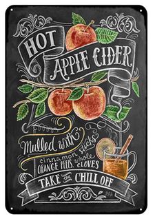 Hot Apple Cider Cocktail Rezept Deko-Wandschild für Café, Bar, Restaurant