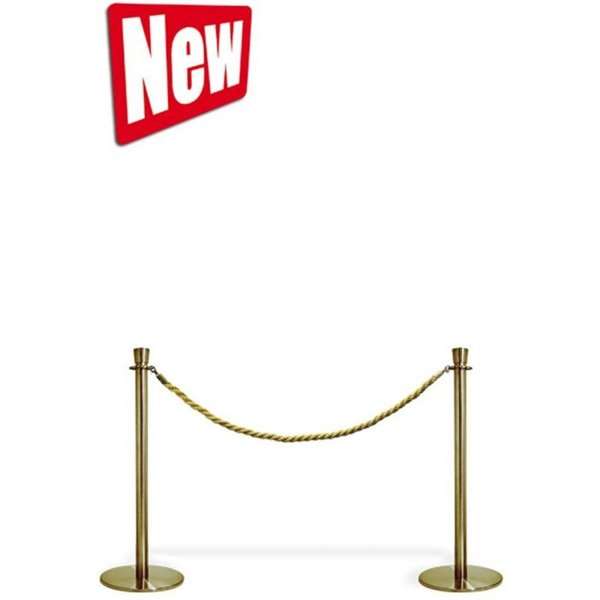 Absperrpfosten Gold 95 cm mit Kordelkopf – Einzelständer für Kordelseile aus Stahl