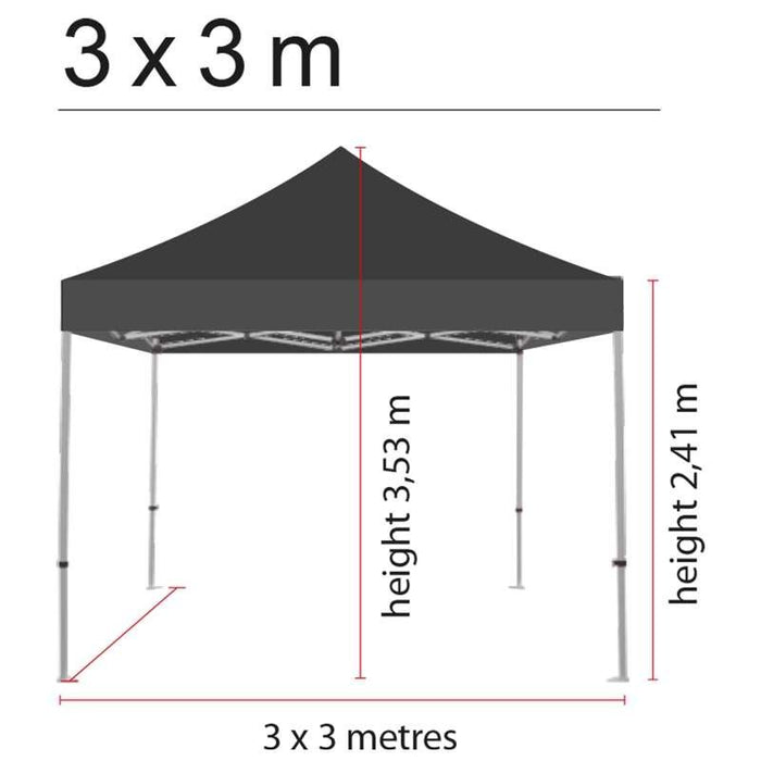 Oberteil für Gastro Pavillon & Eventzelt – wasserdichtes Ersatzdach aus Polyester in Schwarz (2x2 m, 3x3 m, 4x4 m, 3x6 m)