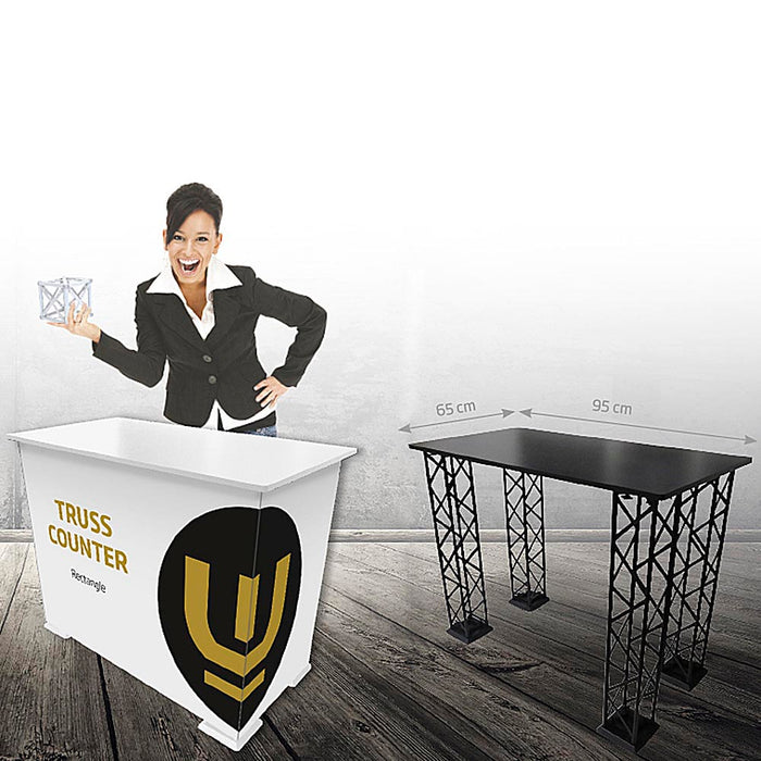 Crown Truss Counter 95 × 65 cm Weiß – Rechteckige Messetheke im Truss-15-System