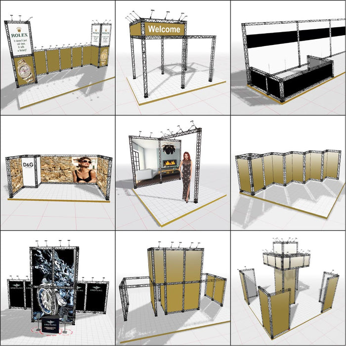 Messewand U-Form Crown Truss 15 Traversen Banner Display System 3×3 bis 5×5 m