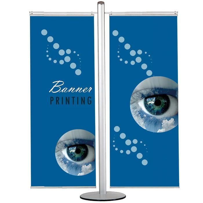 Bannerständer doppelseitig mit 2 Bannerschienen – Werbeständer aus Aluminium für Banner 40, 50, 60 oder 70 cm