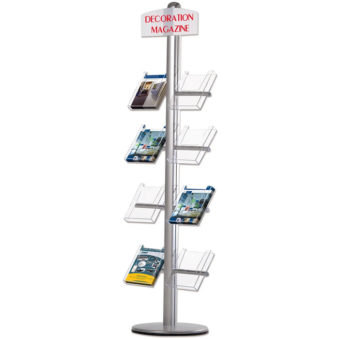 Prospektständer Multi 20 – 8 x A4 – individuell mit Logoplatte