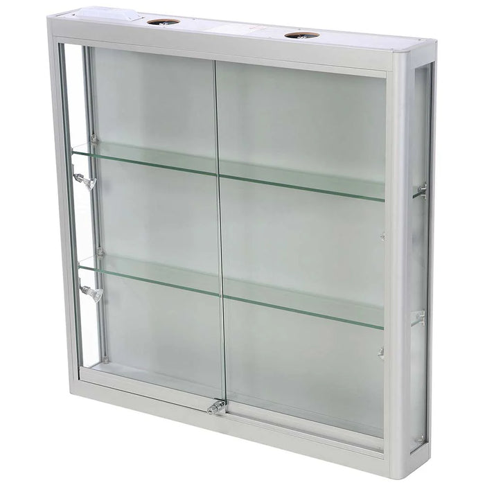 Wandvitrine „Duo“ – abschließbare Glasvitrine mit LED-Beleuchtung – Schwarz oder Silber