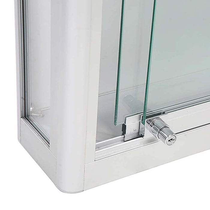 Wandvitrine „Duo“ – abschließbare Glasvitrine mit LED-Beleuchtung – Schwarz oder Silber