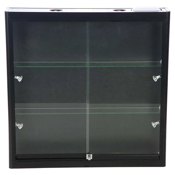 Wandvitrine „Duo“ – abschließbare Glasvitrine mit LED-Beleuchtung – Schwarz oder Silber