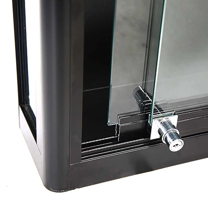 Wandvitrine „Duo“ – abschließbare Glasvitrine mit LED-Beleuchtung – Schwarz oder Silber