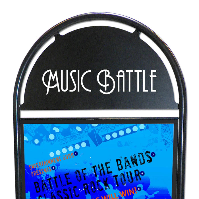 Kundenstopper Gotik Circle – runder Outdoor Werbeständer aus Metall, wetterfester Gehwegaufsteller