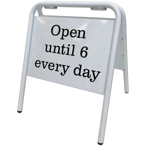 Kundenstopper A3 Weiß aus Stahl mit beidseitiger Folienfläche für Outdoor Werbung