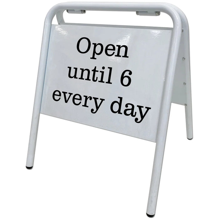 Kundenstopper A3 Weiß aus Stahl mit beidseitiger Folienfläche für Outdoor Werbung