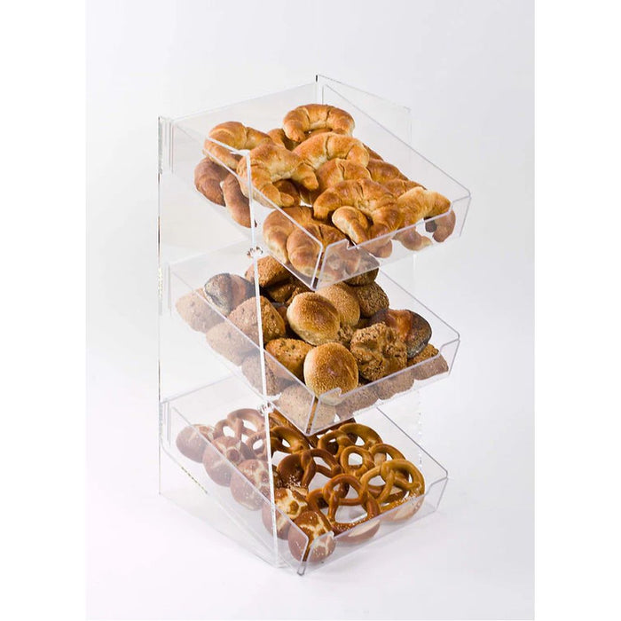 Transparentes Food Display aus Acryl mit 3 Etagen für Brot, Gebäck, Brezeln und Snacks in Bäckerei und Gastronomie