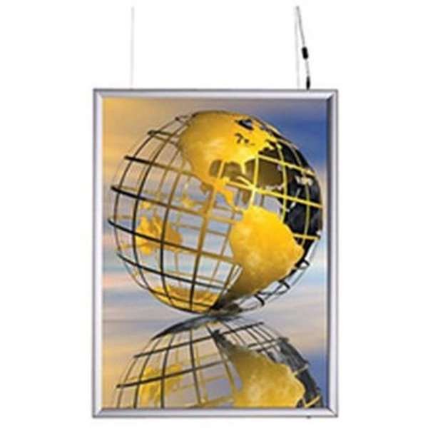 Doppelseitiger LED Leuchtrahmen Slimline im Hochformat mit Poster