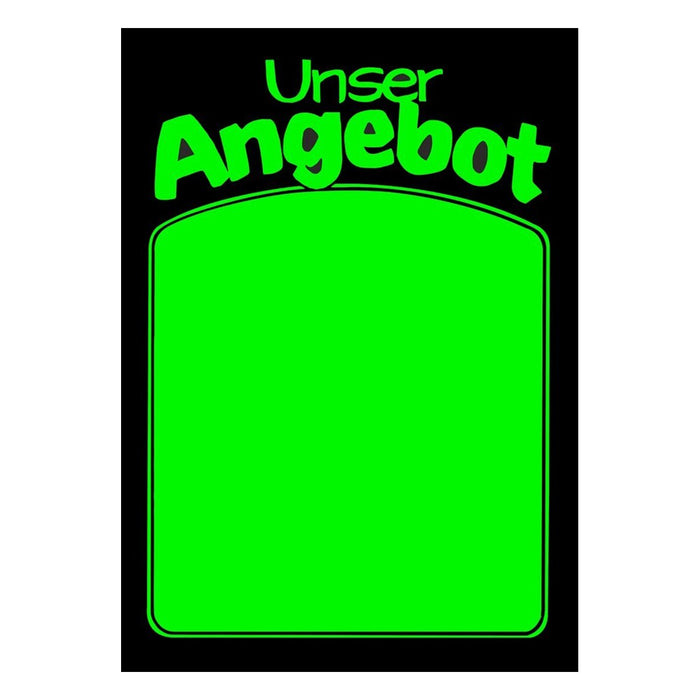 Plakatpapier Unser Angebot leuchtgrün DIN A1, Angebotsplakat mit Vordruck