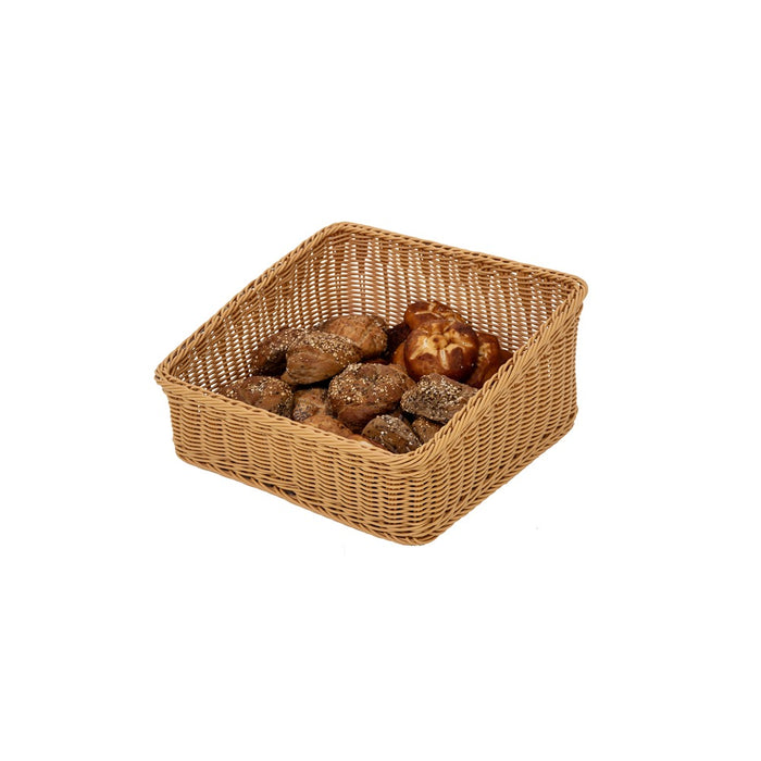 Polyrattan Korb mit schräger Front mit Brötchen für Bäckerei und Buffet