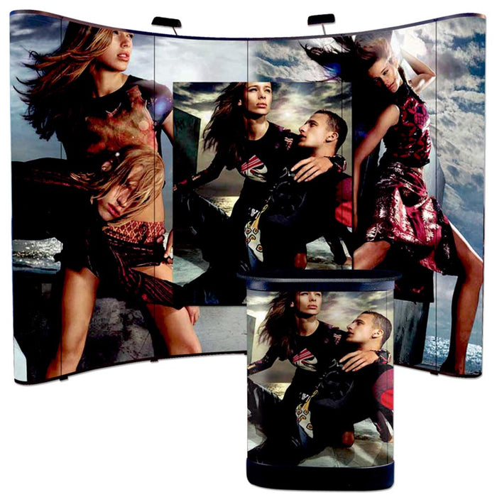 Pop up Messewand gebogen Werbedisplay Messe Beispiel Anwendung Displaywand