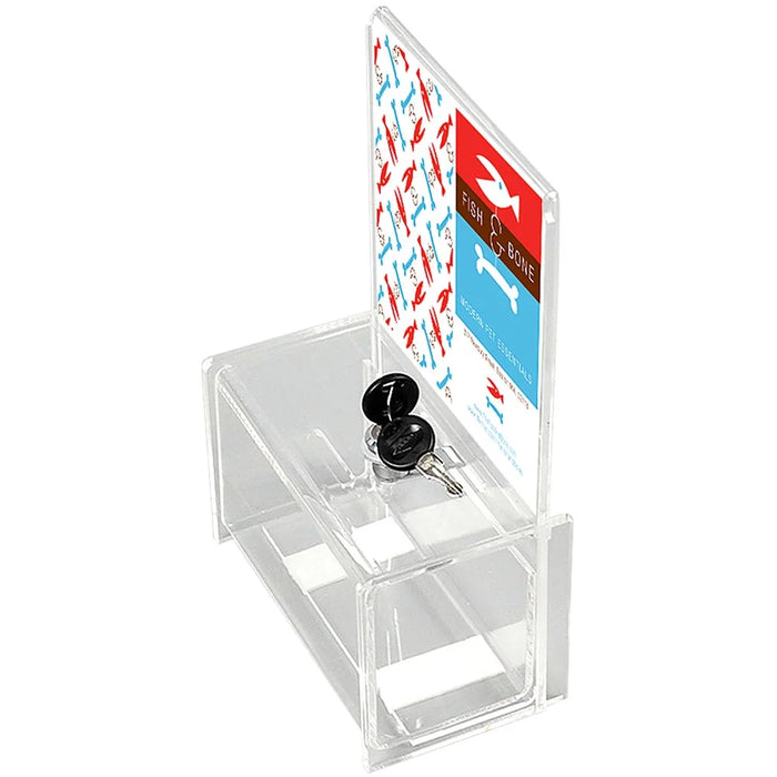 Spendenbox Acryl mit Displayeinsatz und Schlüssel – Ansicht von oben