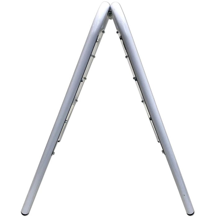 Detailansicht des 21 mm Stahlrohres beim Expo Sign Kundenstopper