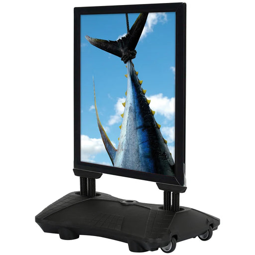 Windfester Kundenstopper Wind-Sign Waterbase Budget Schwarz mit Wassertank und Rollen für Outdoor Werbung