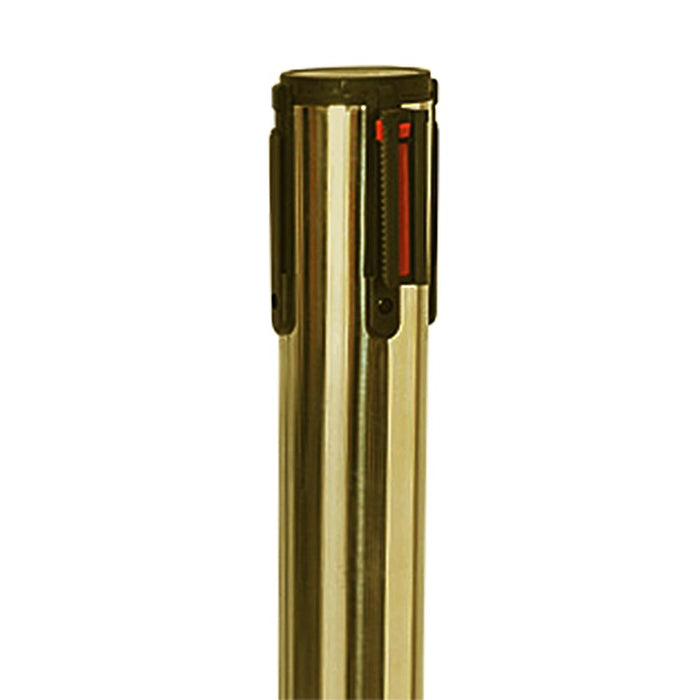 Schwerer Standfuß des goldenen Absperrpfostens für sicheren Halt
