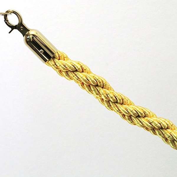 Goldfarbenes Kordelseil mit hochwertigem Karabinerhaken für elegante Absperrsysteme
