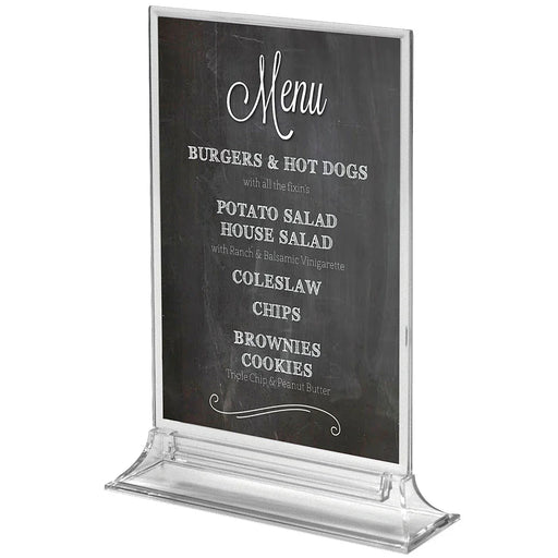 Doppelseitiger Acryl Menühalter Upright Leaflet als Tischaufsteller für Speisekarten und Angebote