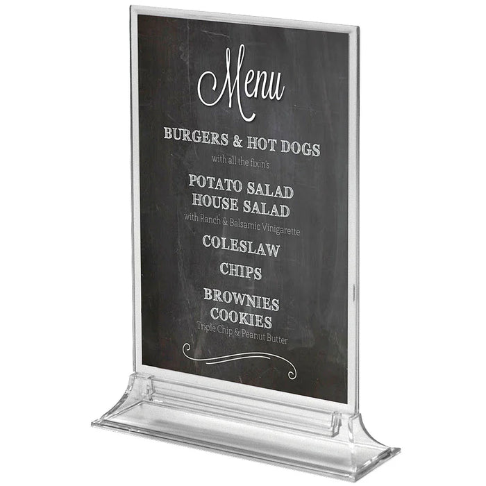 Doppelseitiger Acryl Menühalter Upright Leaflet als Tischaufsteller für Speisekarten und Angebote