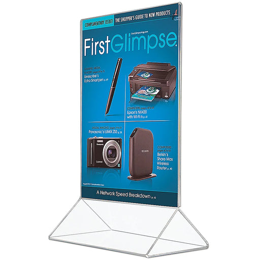 Transparenter Acryl Menühalter Tischaufsteller Delta für Menükarten und Infoblätter im Format A5