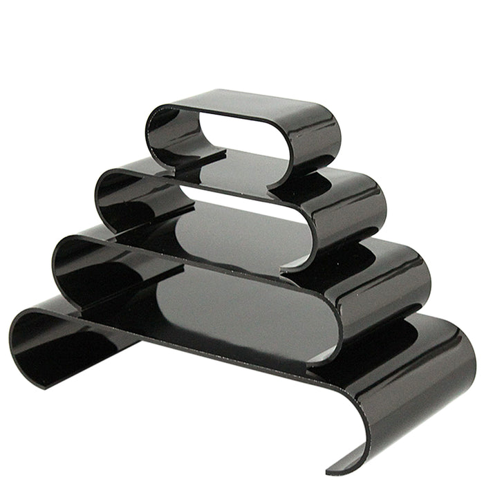 Acryl-Podest-Set gerundet Schwarz, 4-teiliges Set in Schrägansicht