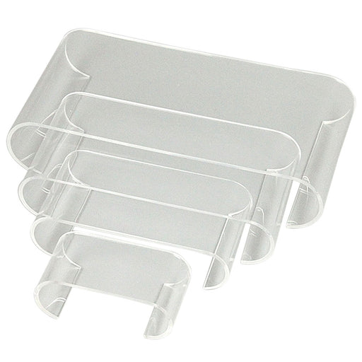 Acryl-Podest-Set gerundet Transparent, 4-teiliges Set in Schrägansicht