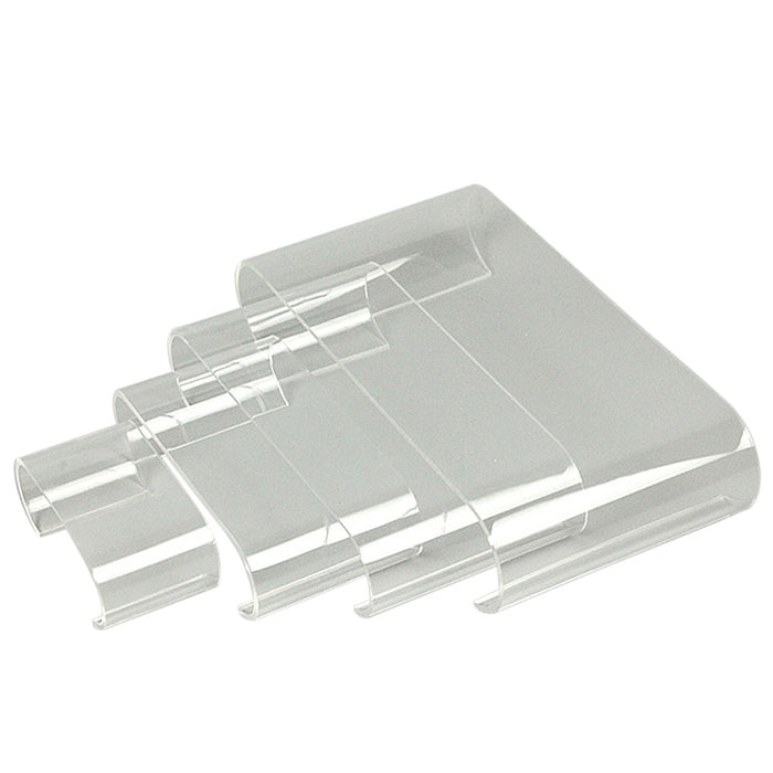 Acryl-Podest-Set gerundet Transparent, Stufen in seitlicher Ansicht