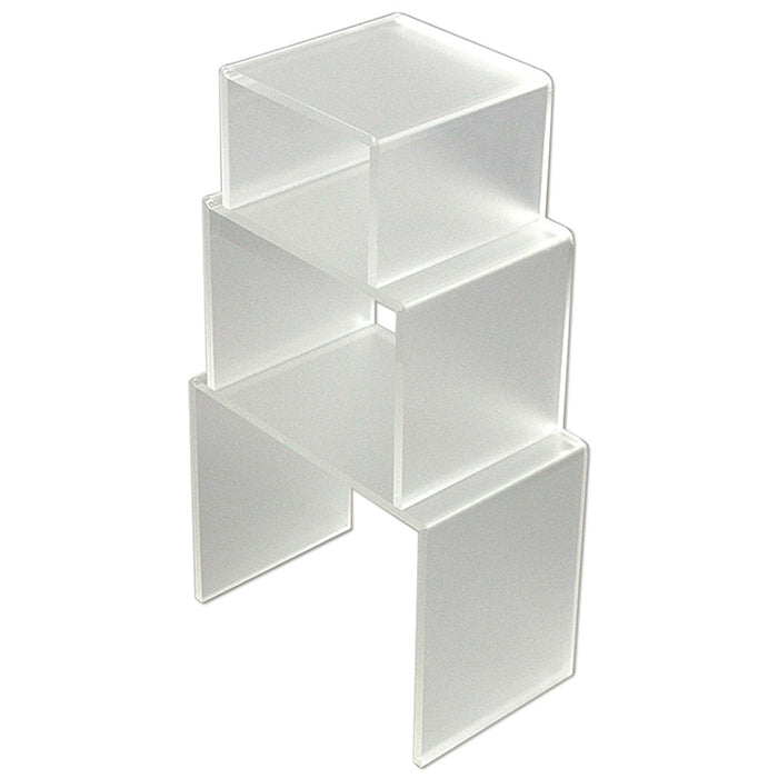 Acryl-Podest-Set Big mattiert transparent, Set gestaffelt, seitliche Ansicht