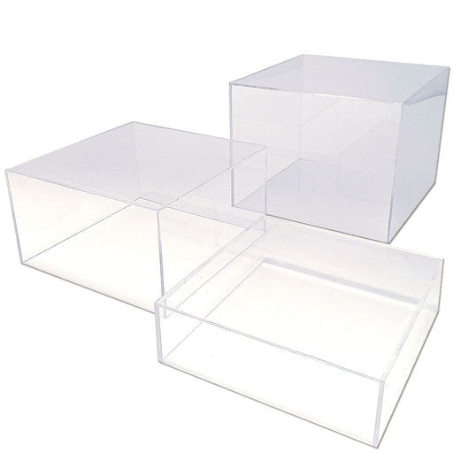 Präsentationsschachteln Podest-Set Transparent, drei Größen im Set