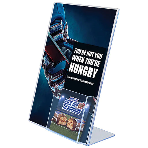 Acryl Tischaufsteller mit Kartenfach als Prospekthalter für Angebote, Flyer und Informationen auf Theke oder Empfang