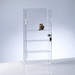 Transparente Acryl-Vitrine mit fünf Ablagen und abschließbarer Tür