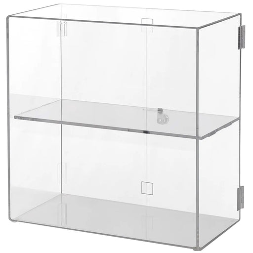 Acryl-Vitrine Cabinet abschließbar, Frontansicht mit Glasfächern