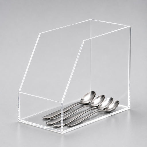 Transparenter Acrylbehälter für Kaffeelöffel und Kaffeezubehör als Condiment Holder für Coffee-to-go und Gastronomie