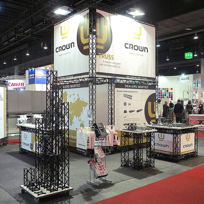 Banner Messewand Truss Display schwarz für Messe Präsentation