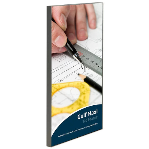 Banner-Rahmen Gulf einseitig aus eloxiertem Aluminium mit gespanntem Textilbanner