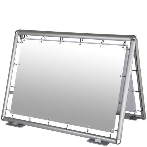 Outdoor-Banneraufsteller aus silbernem Aluminium, A-förmig aufgestellt, ohne Banner