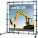 Freistehender Bannerrahmen aus Aluminiumrohr mit Standfüßen, Bannergröße 100 x 100 cm, mit PVC-Banner bespannt