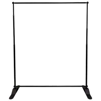 Frontalansicht der Teleskop Bannerwand für Messe- und Eventeinsätze