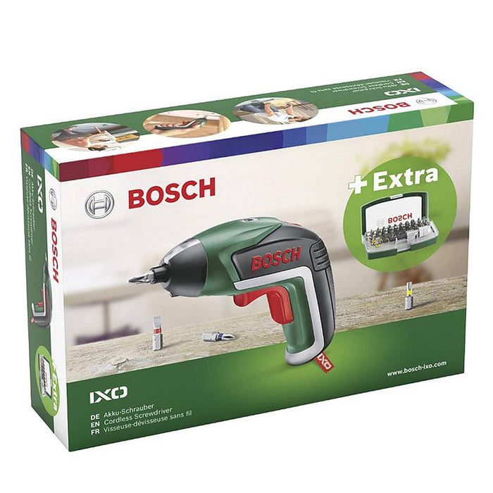 Bosch IXO Akku Schrauber Set mit Verpackung und Zubehör für Traversen Montage