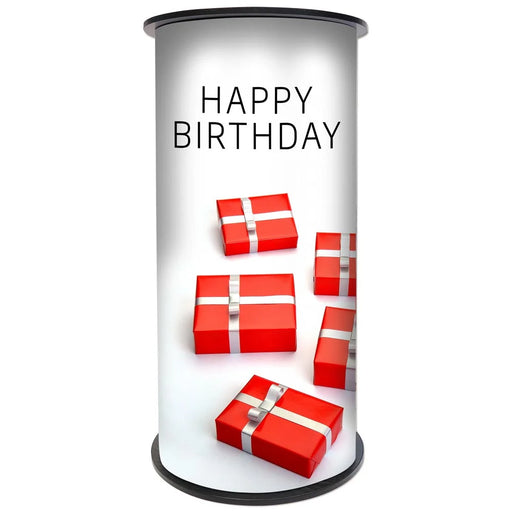 Kompakte runde mobile Messetheke Circle Counter aus Kunststoff