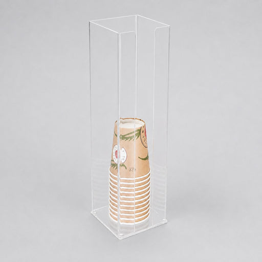 Transparenter Coffee-to-go Becherspender aus Acryl mit 1 Fach für Becherstapel in Café und Gastronomie