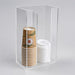 Transparenter Coffee-to-go Becherspender aus Acryl mit 2 Fächern für Becher und Deckel in Café und Gastronomie