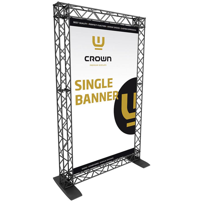 CROWN TRUSS 10 Bannerwand Schwarz mit 80 x 201 cm Werbefläche für Messen, Ausstellungen und Promotionstände