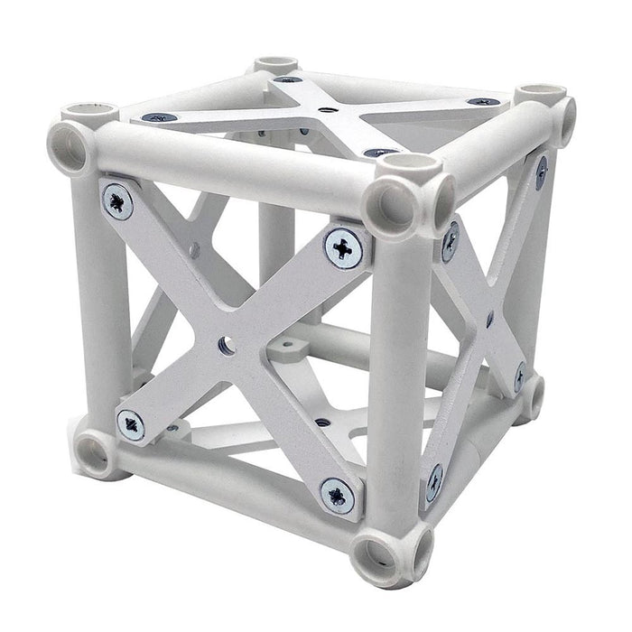 Weißer Eckverbinder für CROWN TRUSS 10 Traversensysteme und modulare Messekonstruktionen