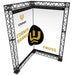 CROWN TRUSS 10 Eckwand Messewand und Bannerwand in Schwarz für professionelle Messestände, Promotionflächen und Ausstellungen